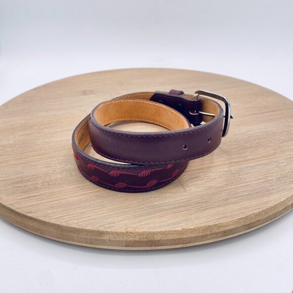Vintage Tony Lama Belt Womens 26 Cherry Red Full Grain Leather Western USA main image 4